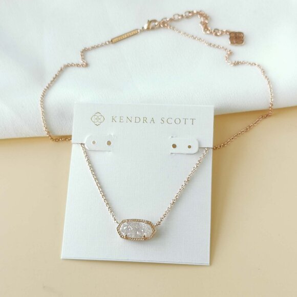 NEW Kendra Scott Elisa Rose Gold Drusy Necklace - Picture 2 of 3